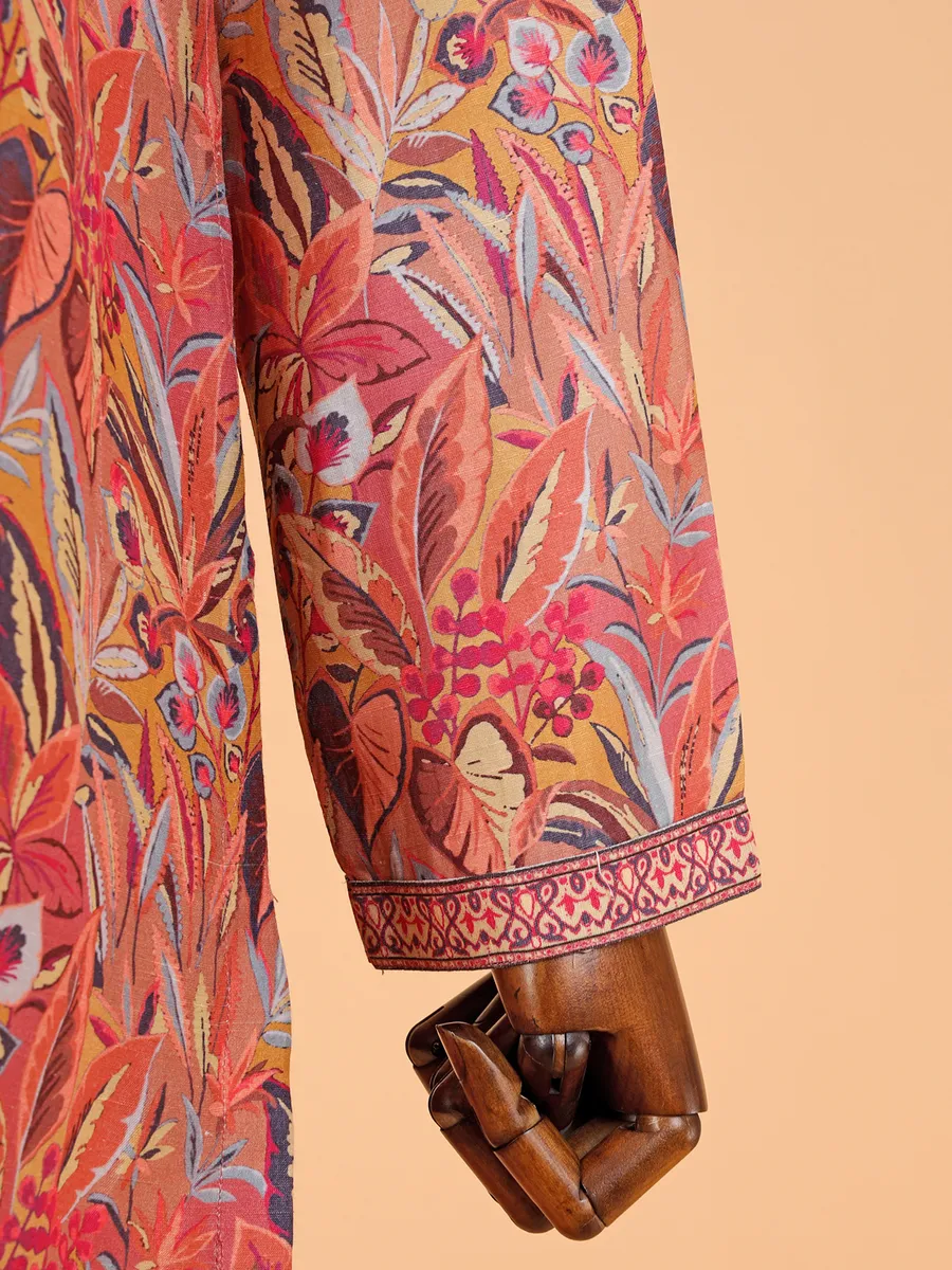 Stunning peach printed  Men Kurta pajama