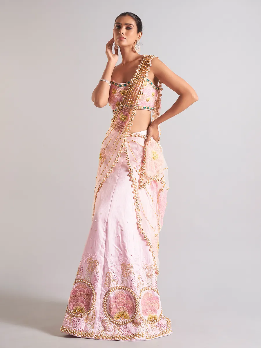 Stunning pink raw silk palazzo suit