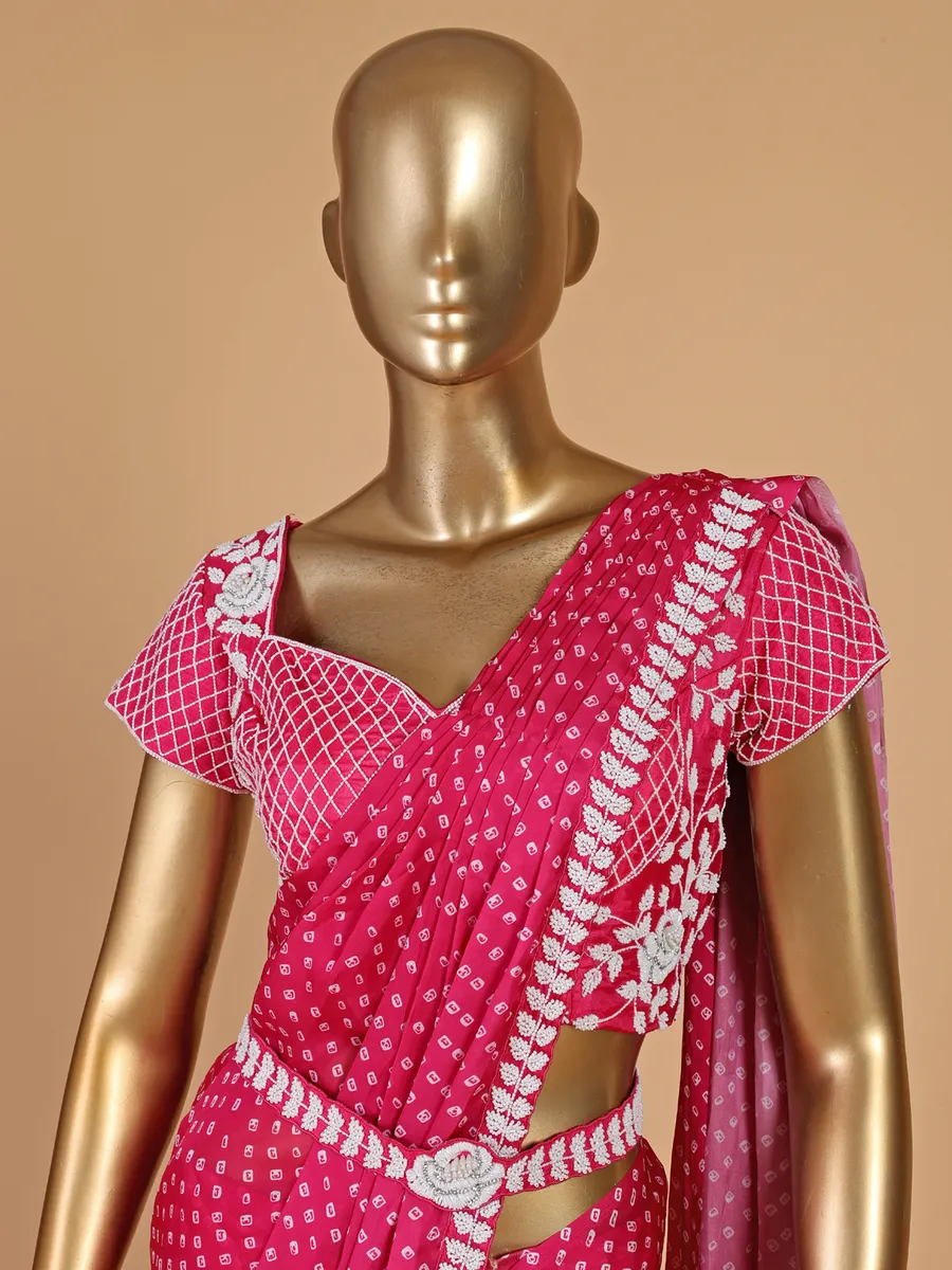 Stunning pink ready to wear saree