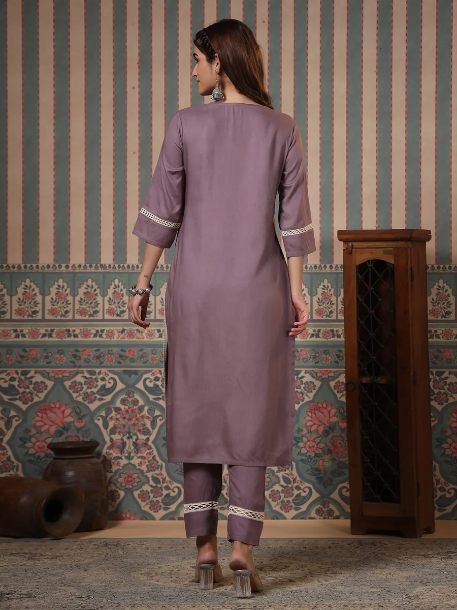 Stunning purple cotton kurti set