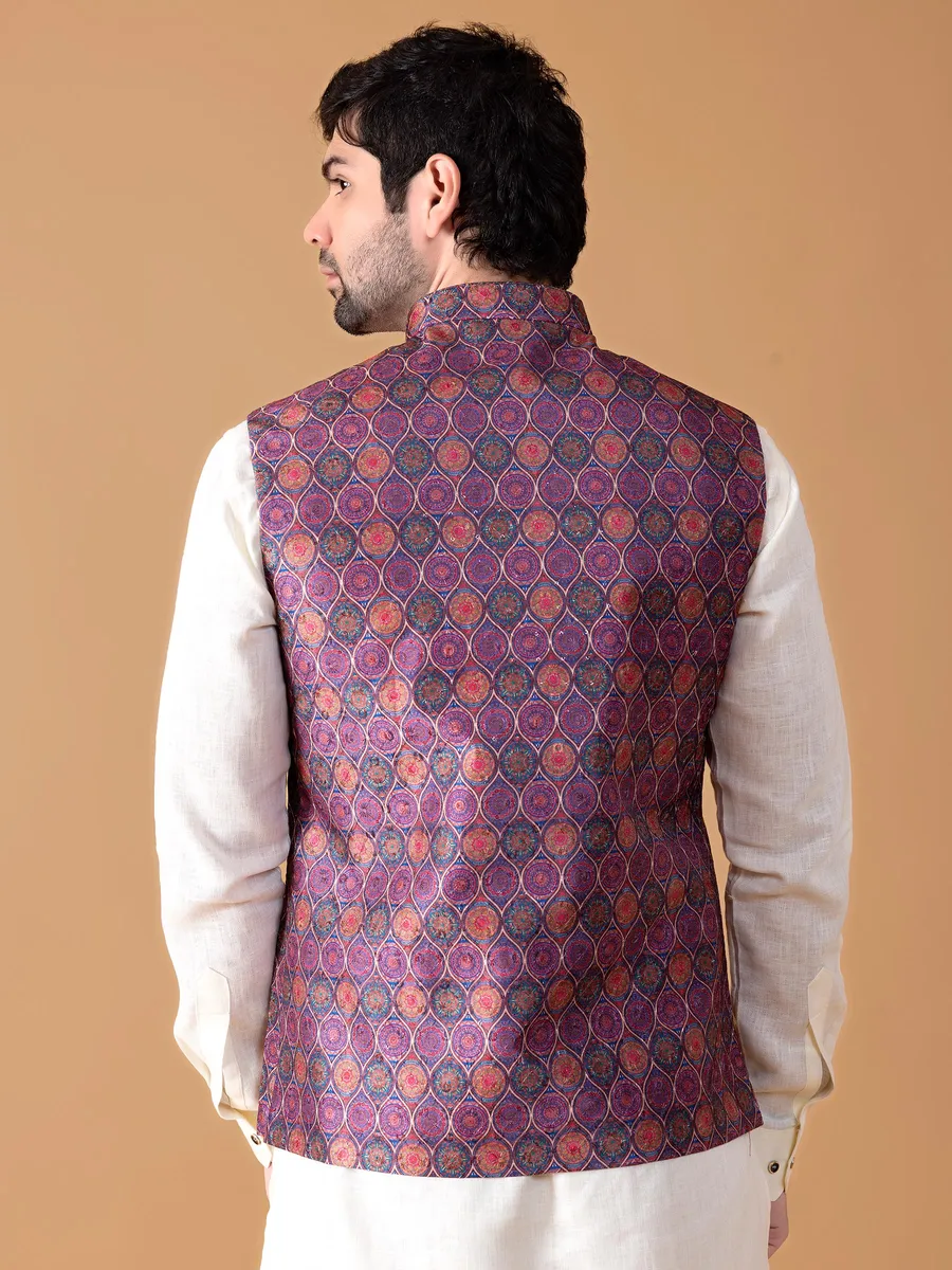 Stunning purple printed waistcoat