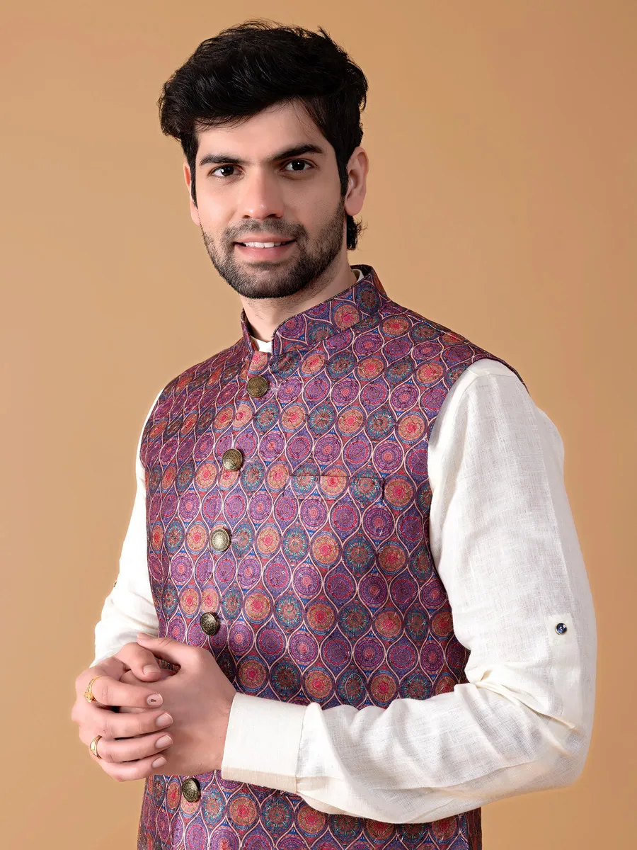 Stunning purple printed waistcoat