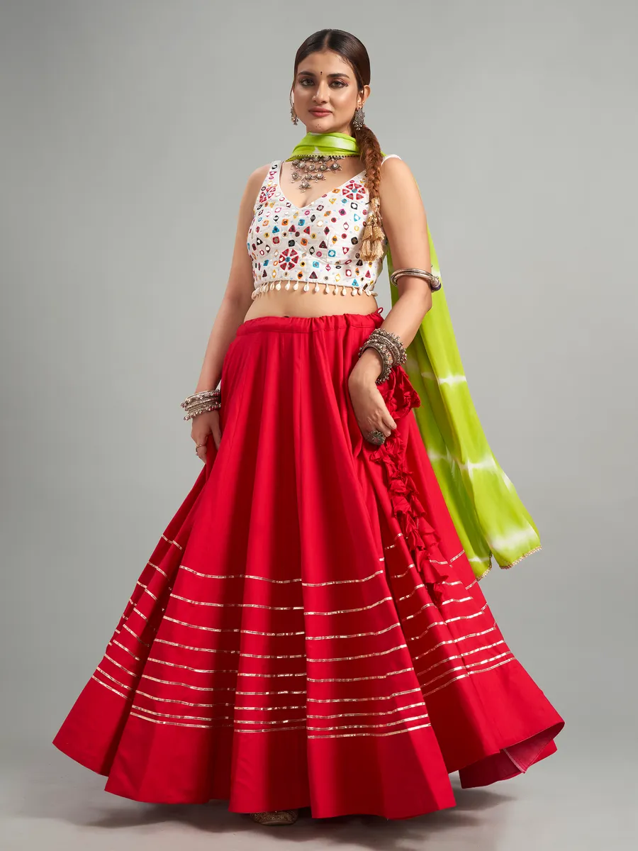 Stunning red cotton silk chaniya choli