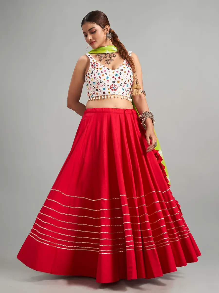 Stunning red cotton silk chaniya choli