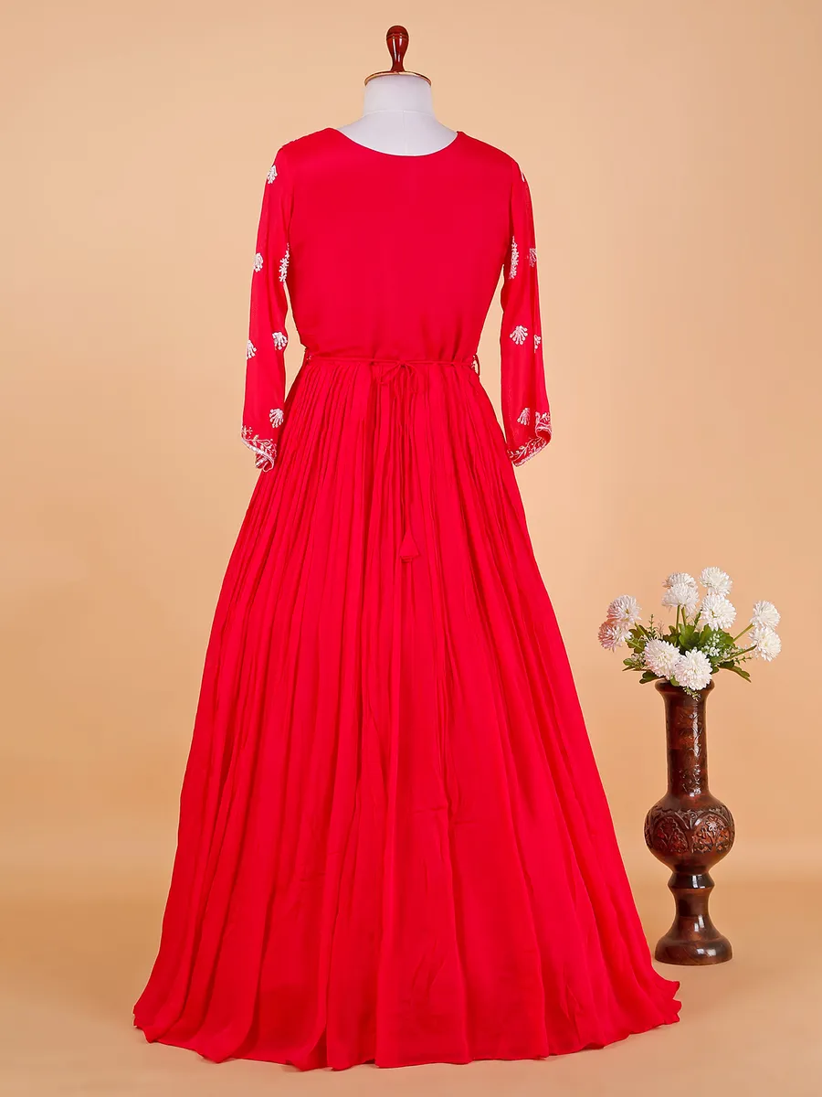 Stunning red georgette anarkali suit