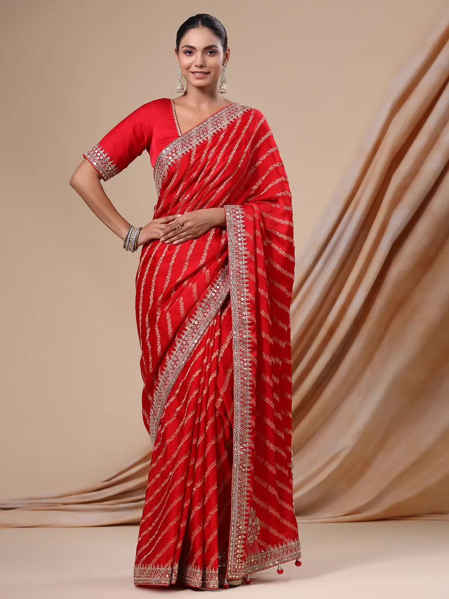 Stunning red silk saree