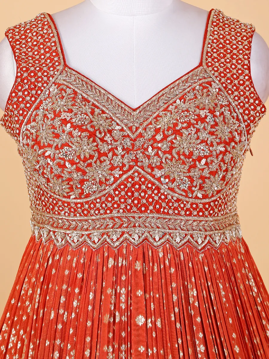 Stunning rust orange georgette anarkali suit