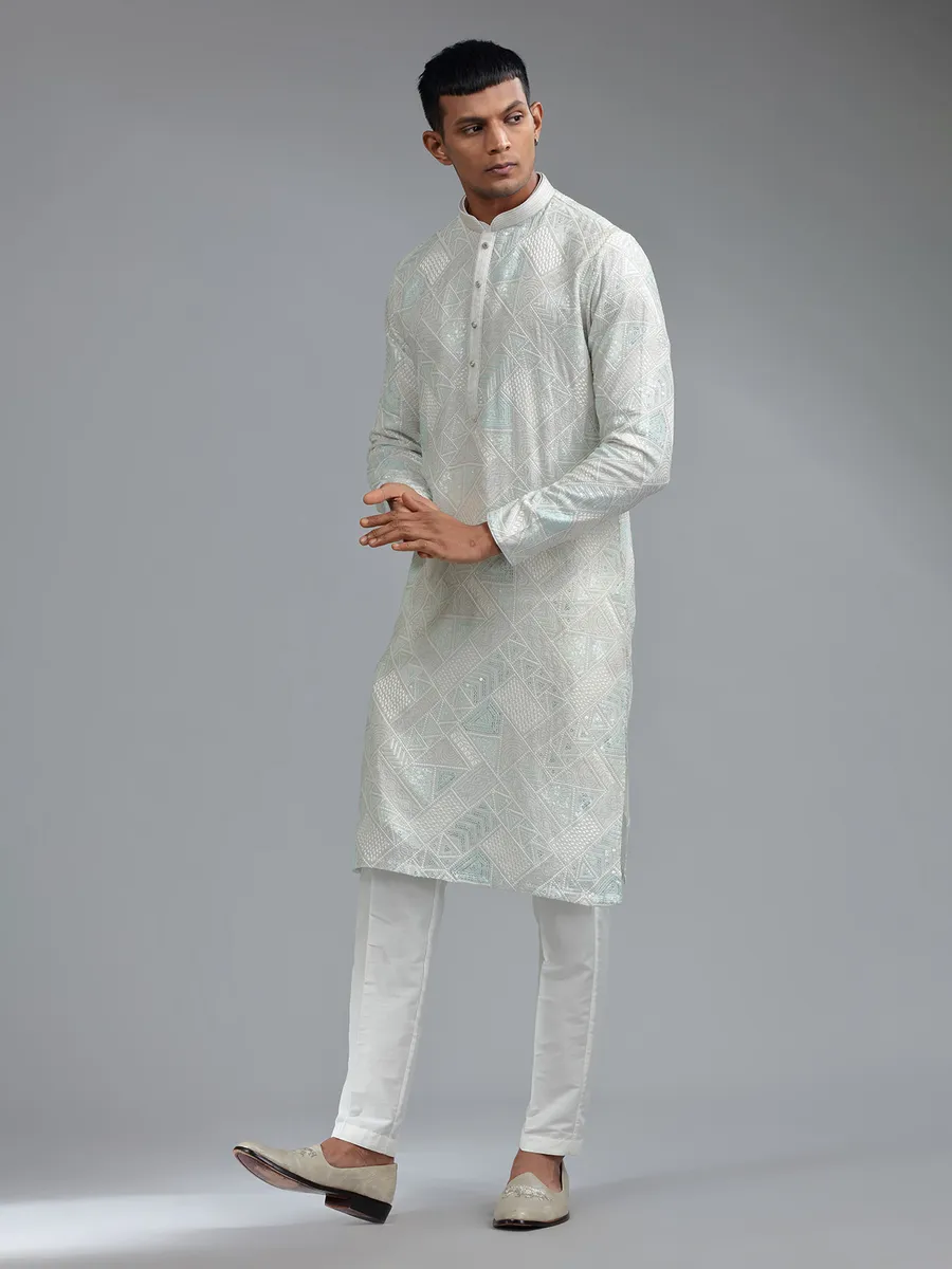 Stunning sea green silk kurta suit