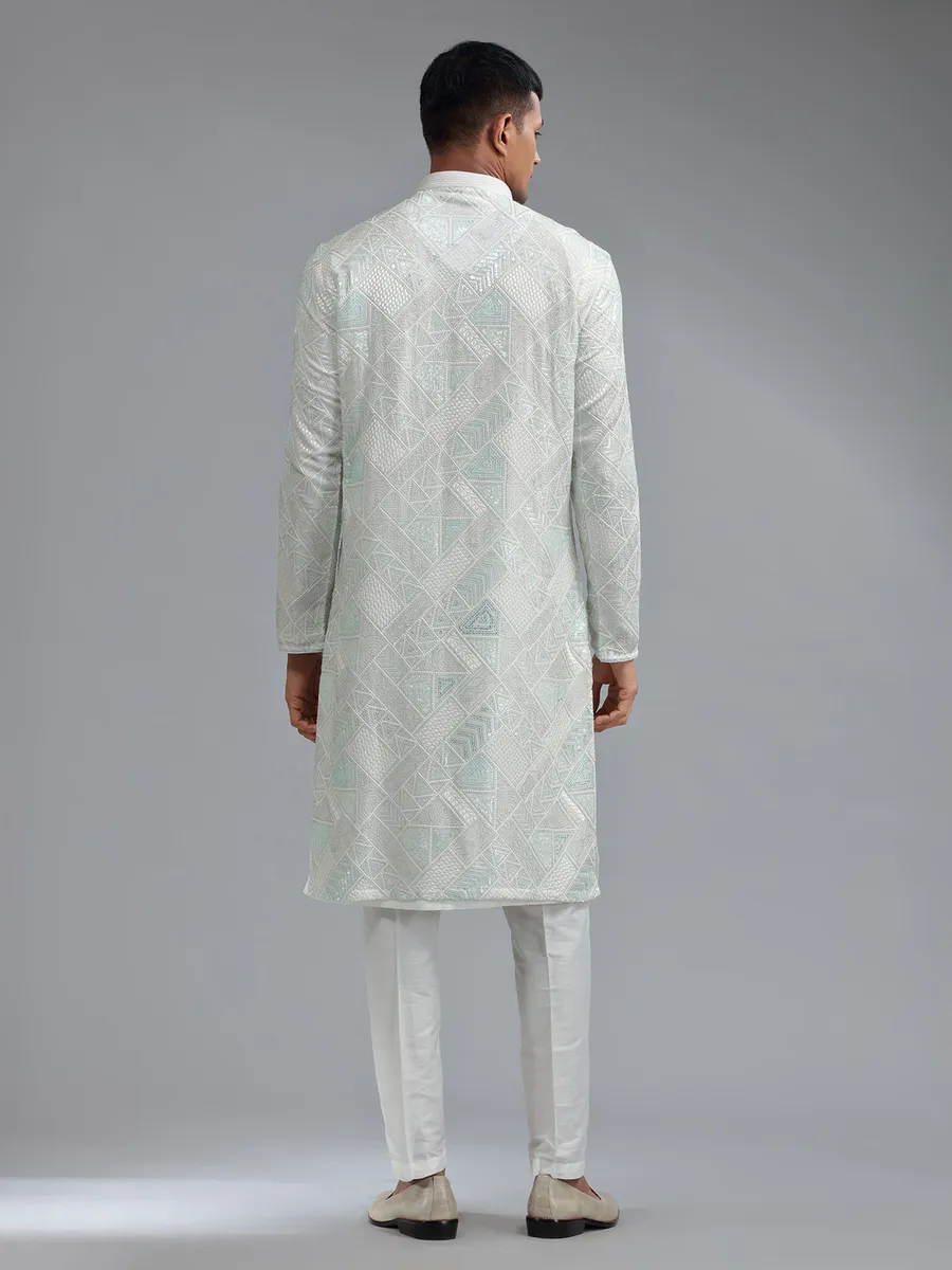 Stunning sea green silk kurta suit