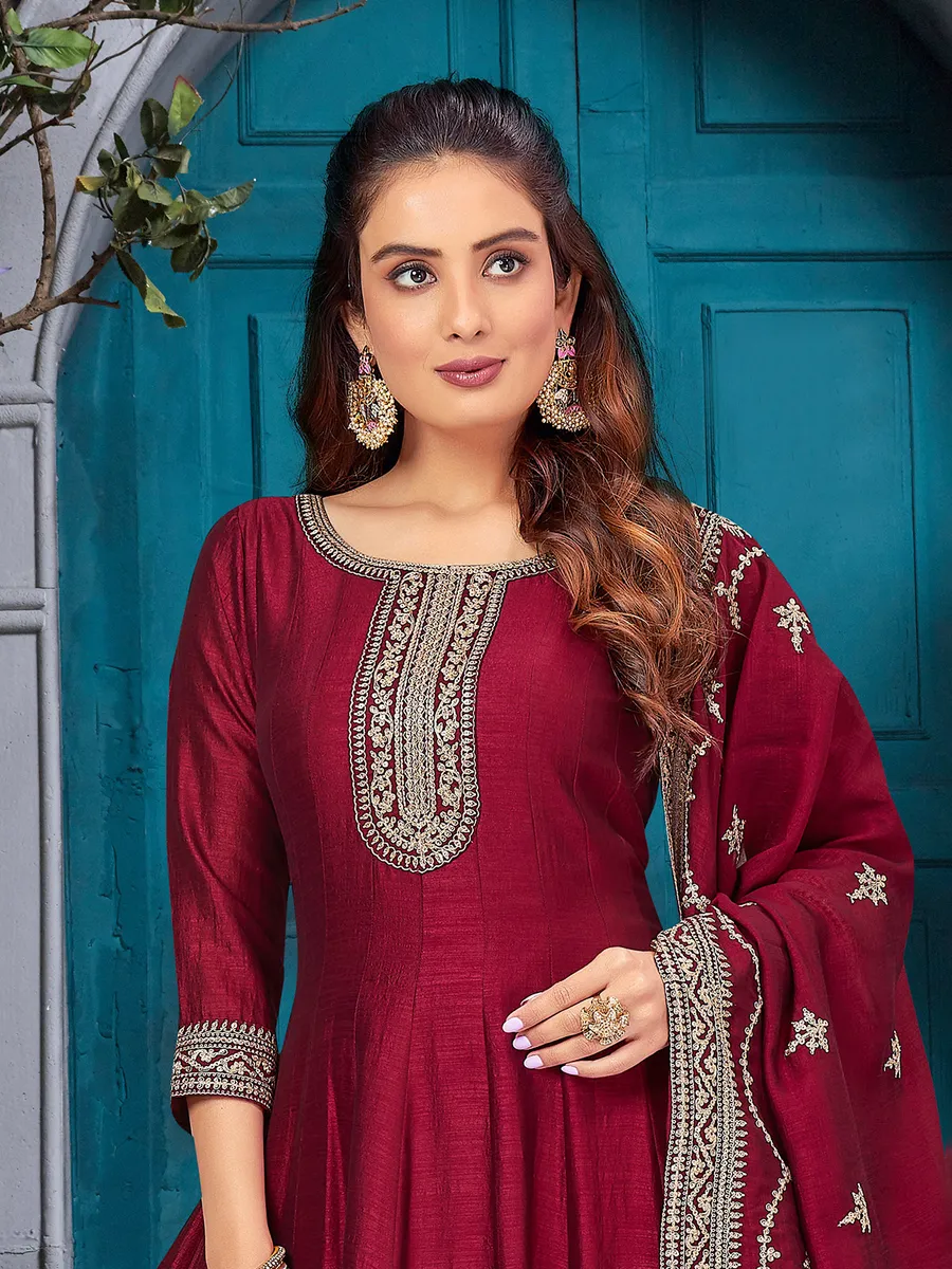 Stunning silk maroon salwar suit