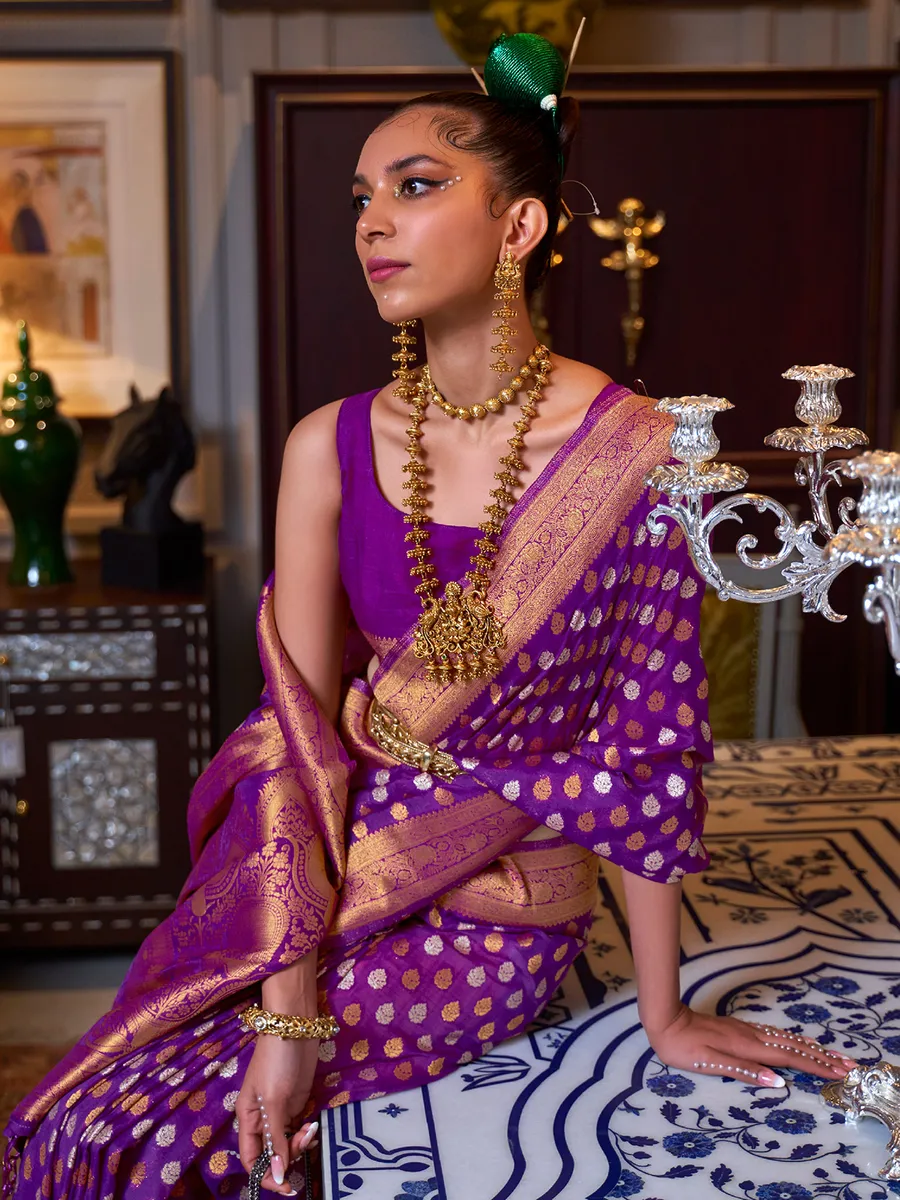 Stunning silk purple saree