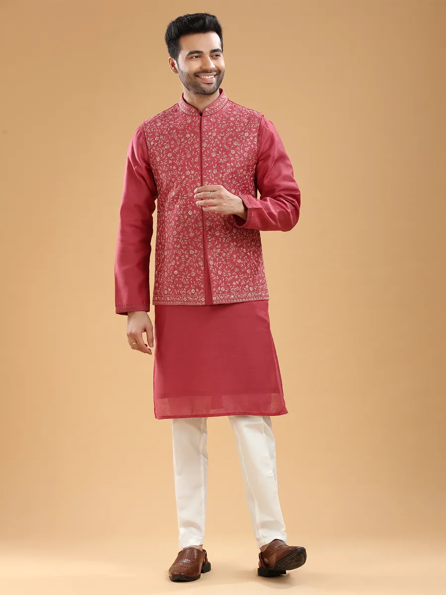 Stunning silk red waistcoat set