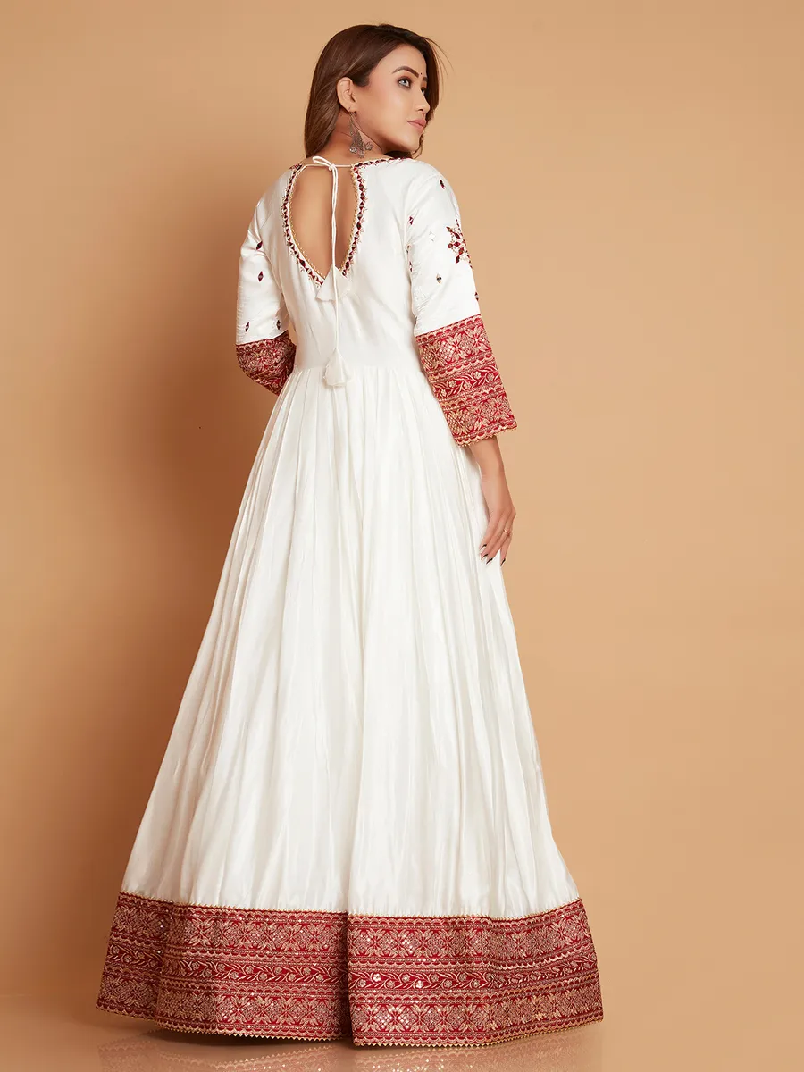 Stunning white silk anarkali suit