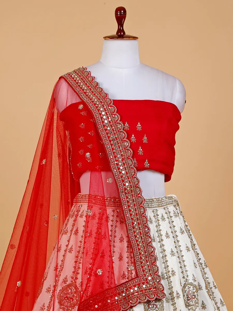 Stunning white unstitched lehenga choli