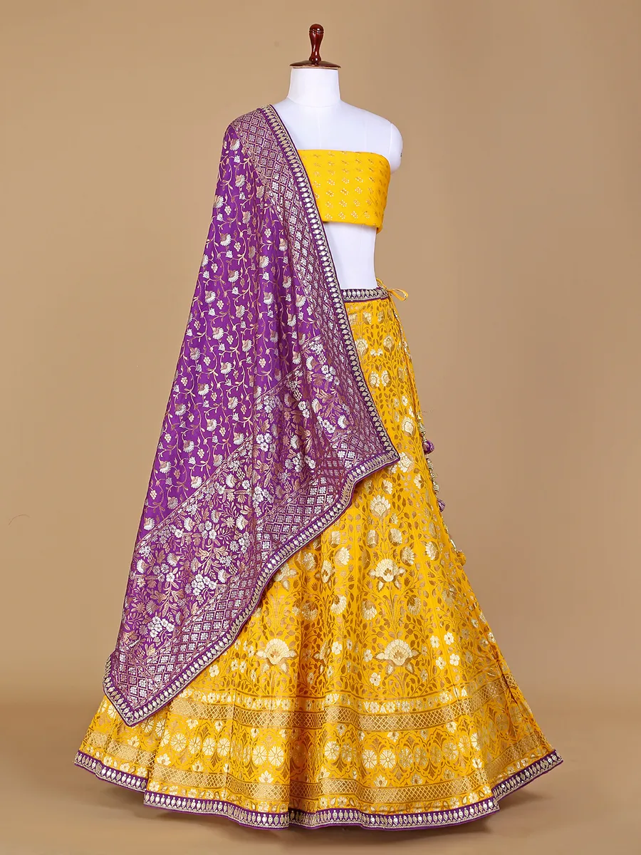 Stunning yellow silk lehenga choli