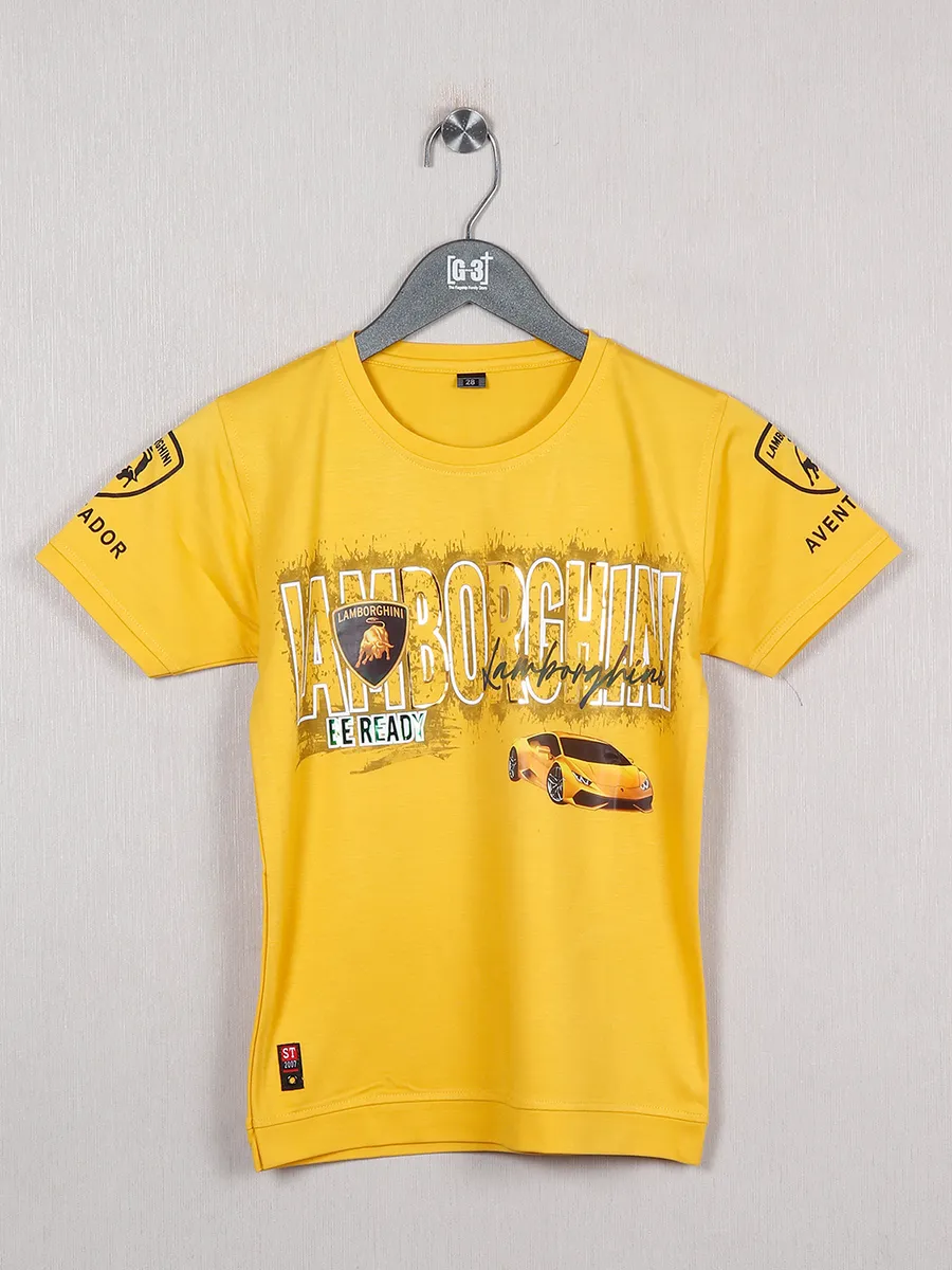 Sturd yellow cotton printed t shirt