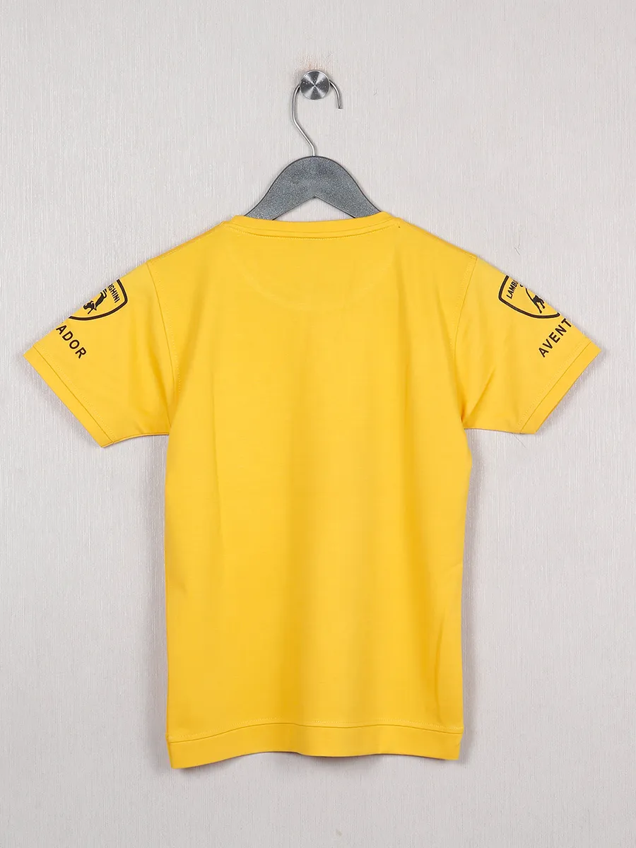 Sturd yellow cotton printed t shirt