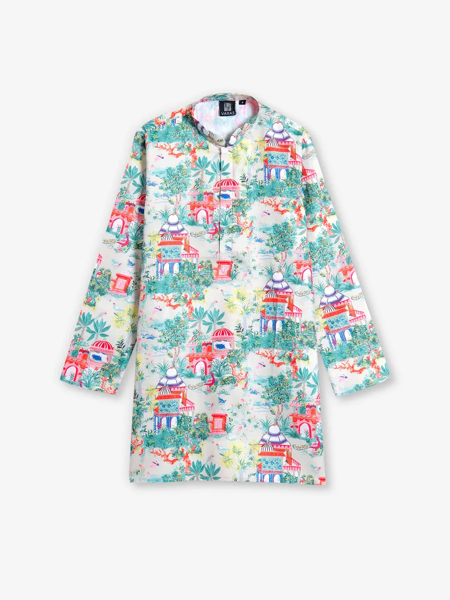 Stylish beige silk kurta pajamaG3BKS2387 United States