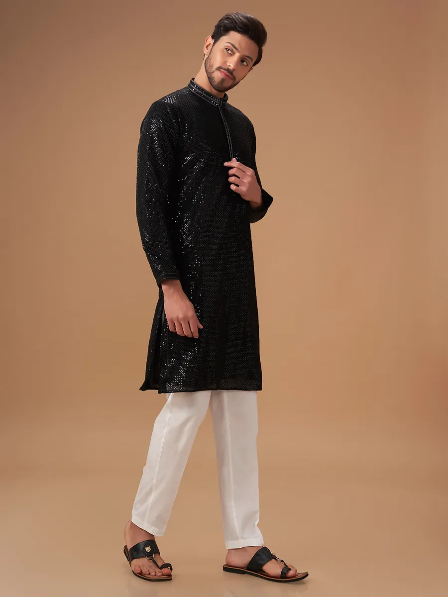 Stylish black georgette kurta suit