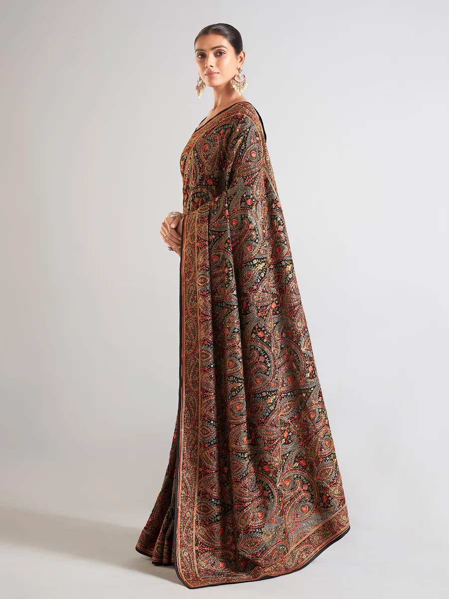 Stylish black georgette saree