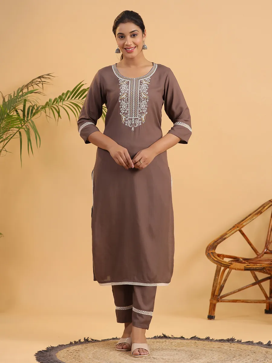 Stylish cotton brown kurti set