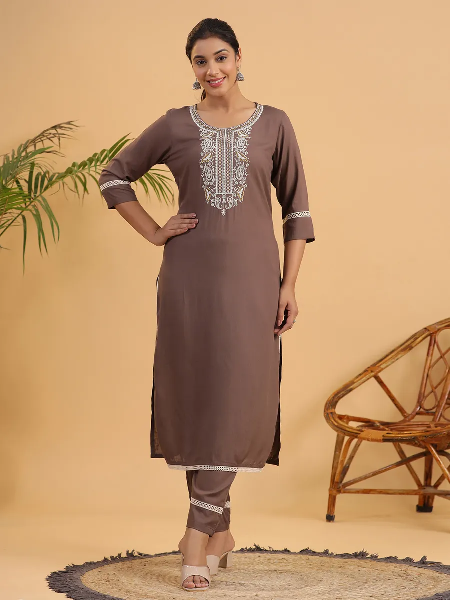 Stylish cotton brown kurti set