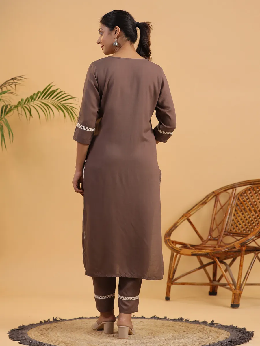 Stylish cotton brown kurti set