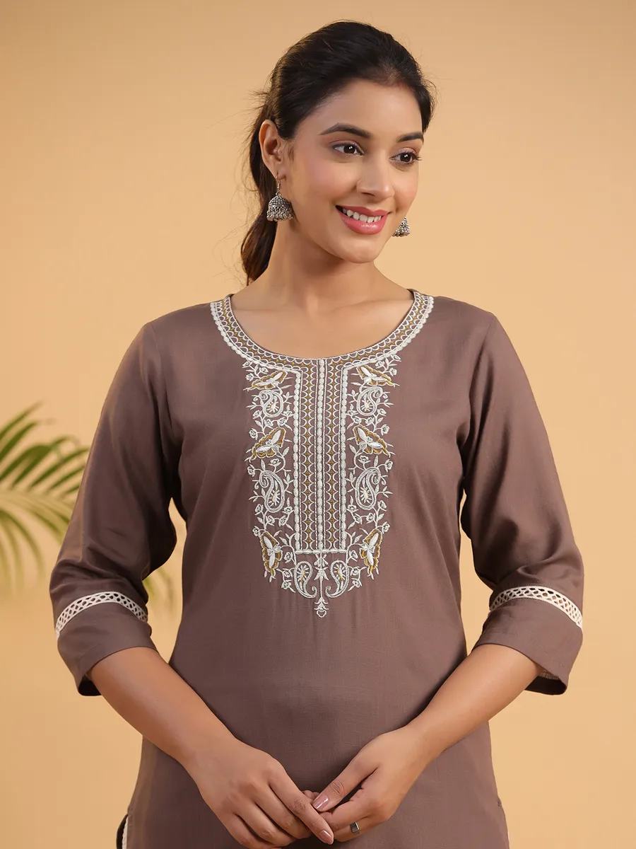 Stylish cotton brown kurti set