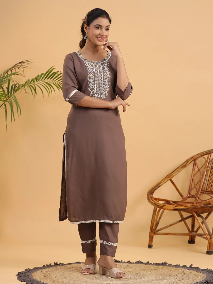 Stylish cotton brown kurti set