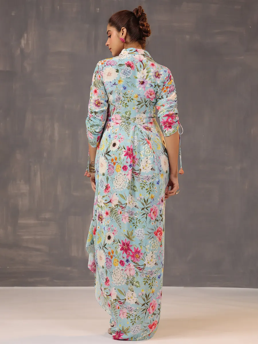 Stylish light aqua designer suit