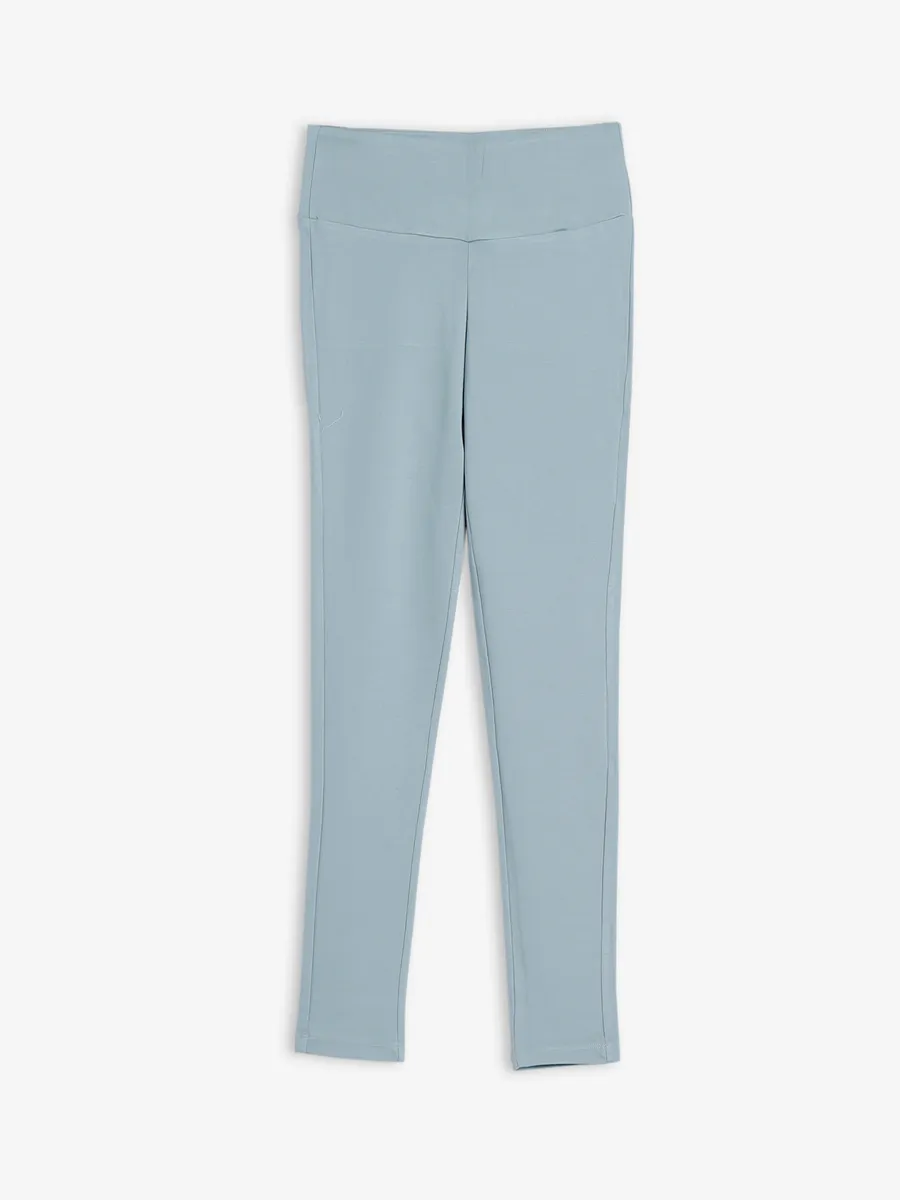 Stylish light grey solid jeggings