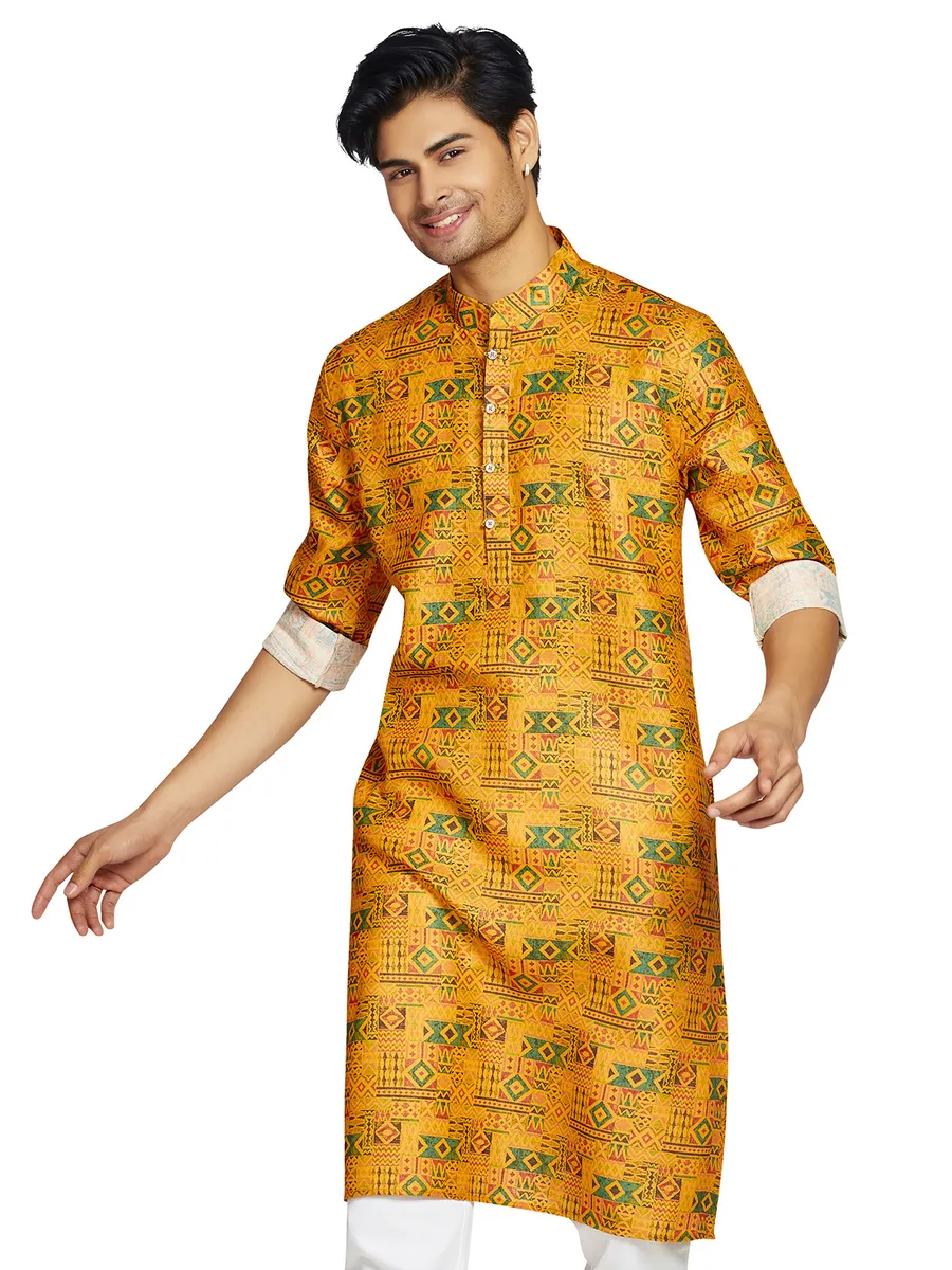 Stylish mustard yellow kurta in cotton