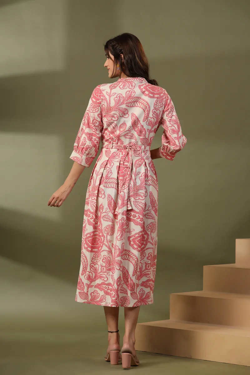 Stylish peach cotton printed kurti