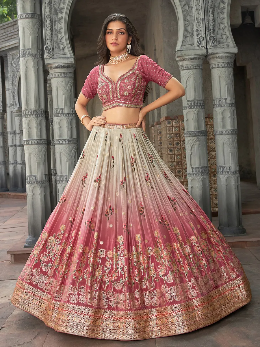 Stylish pink shaded silk lehenga choli