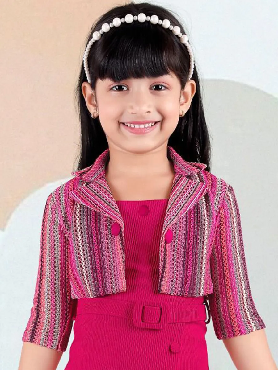 Stylish pink terry rayon dress for girls