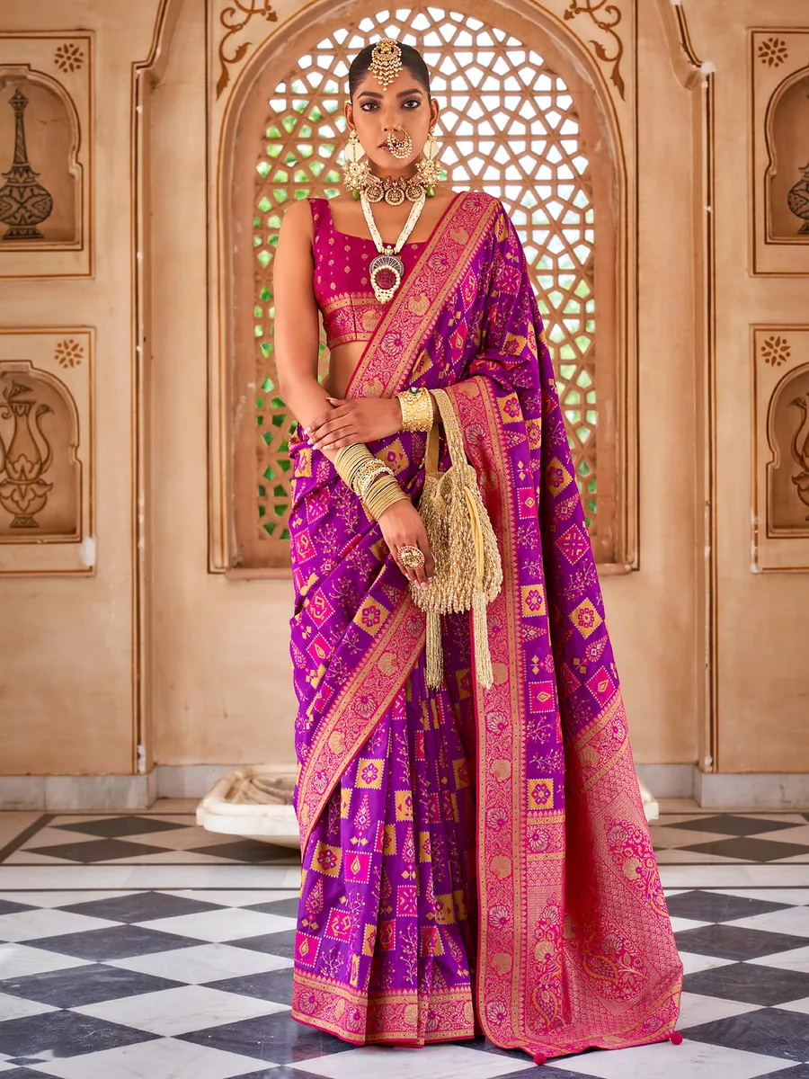 Stylish purple patola silk saree