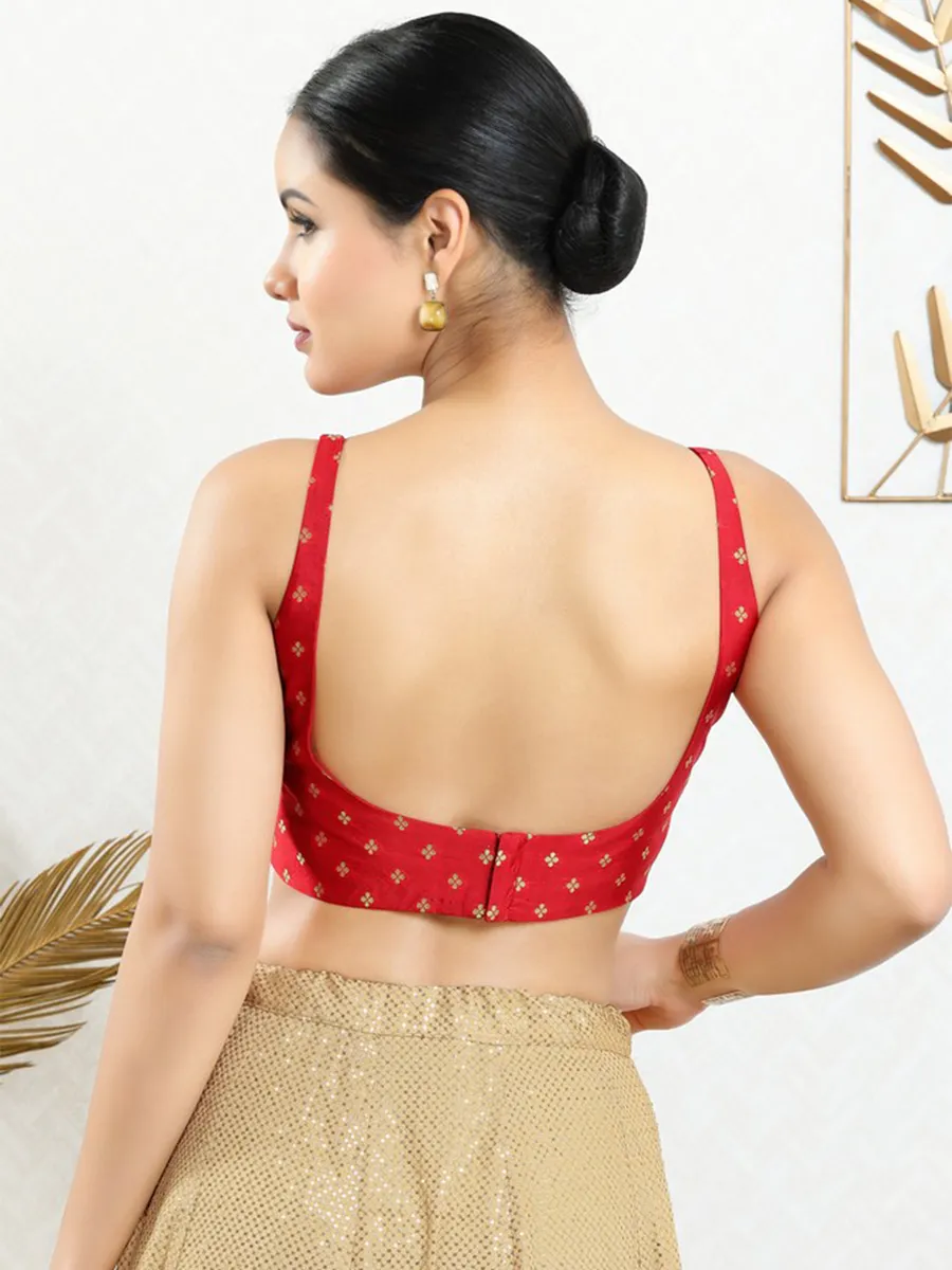 Stylish red art silk ready made blouse