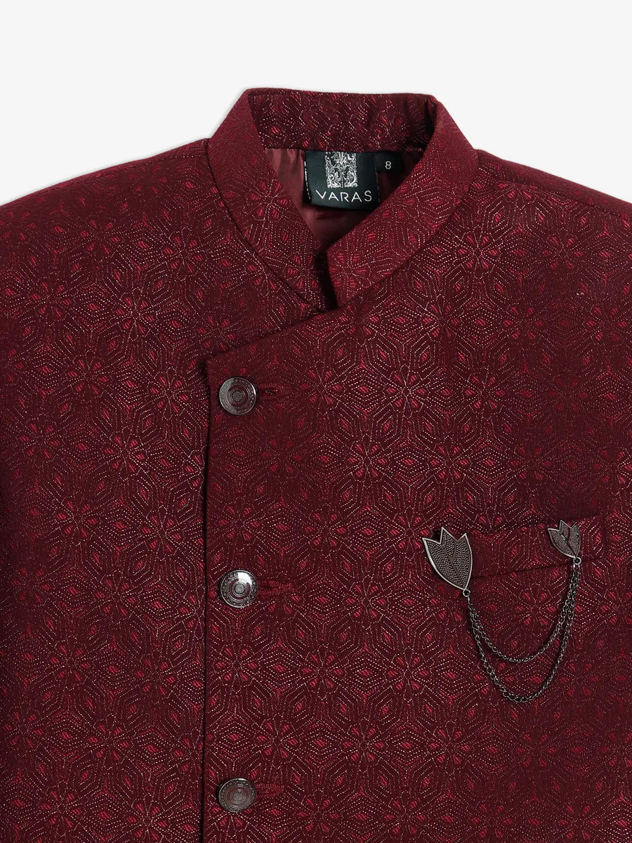 Stylish silk maroon indowestern