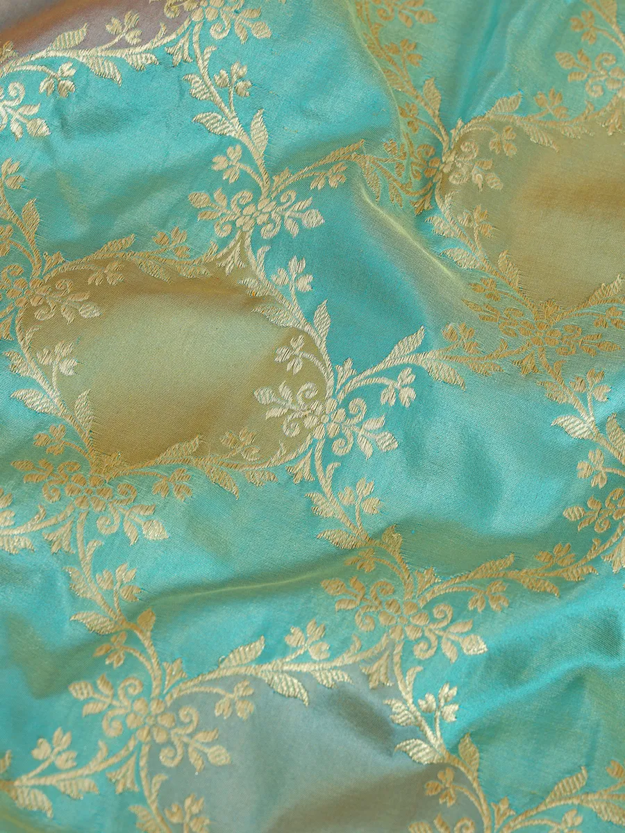 Stylish sky blue banarasi silk saree