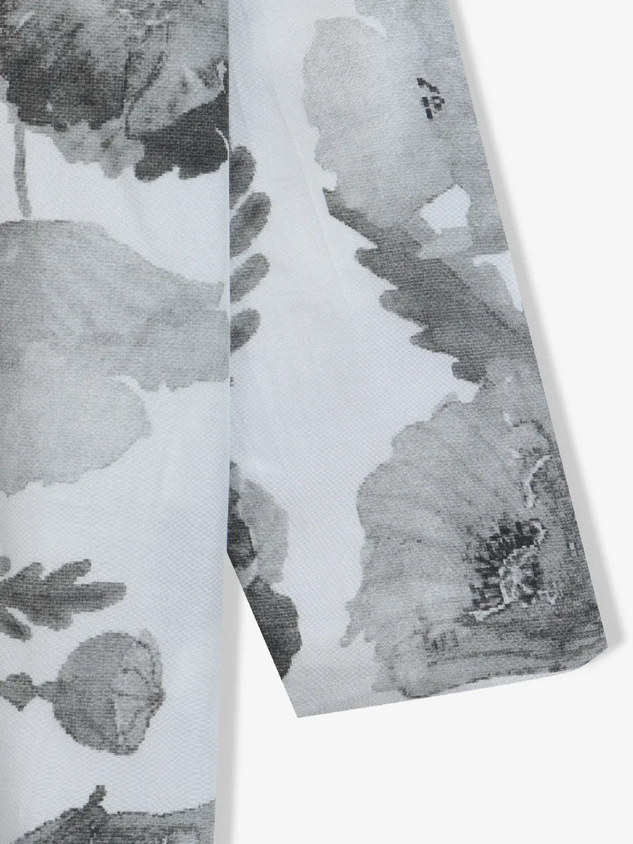 Stylish white cotton silk printed kurta suit