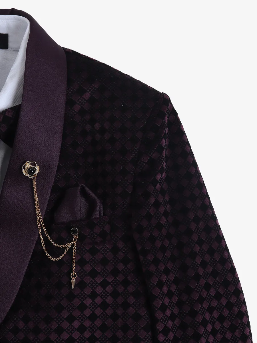 Stylish wine velvet coat suit
