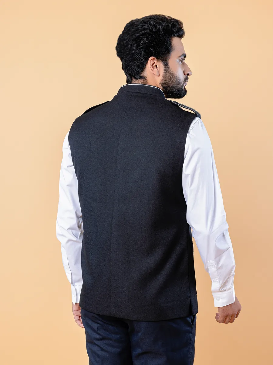 Terry rayon black plain waistcoat