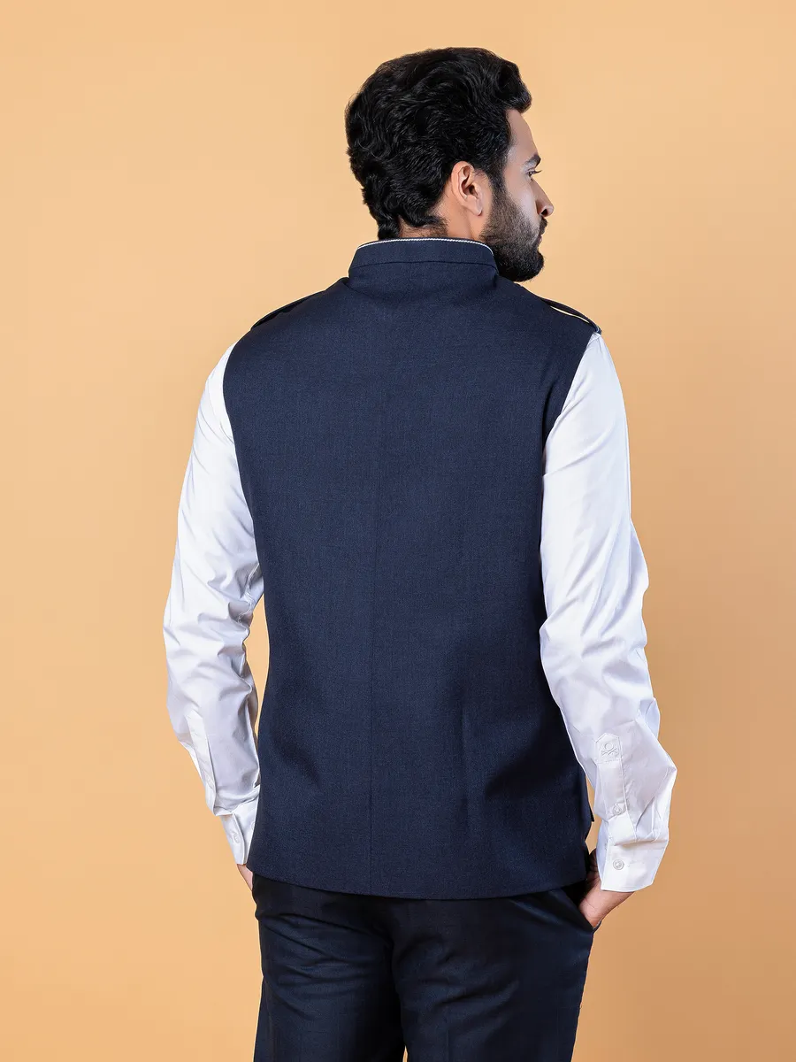 Terry rayon navy plain waistcoat