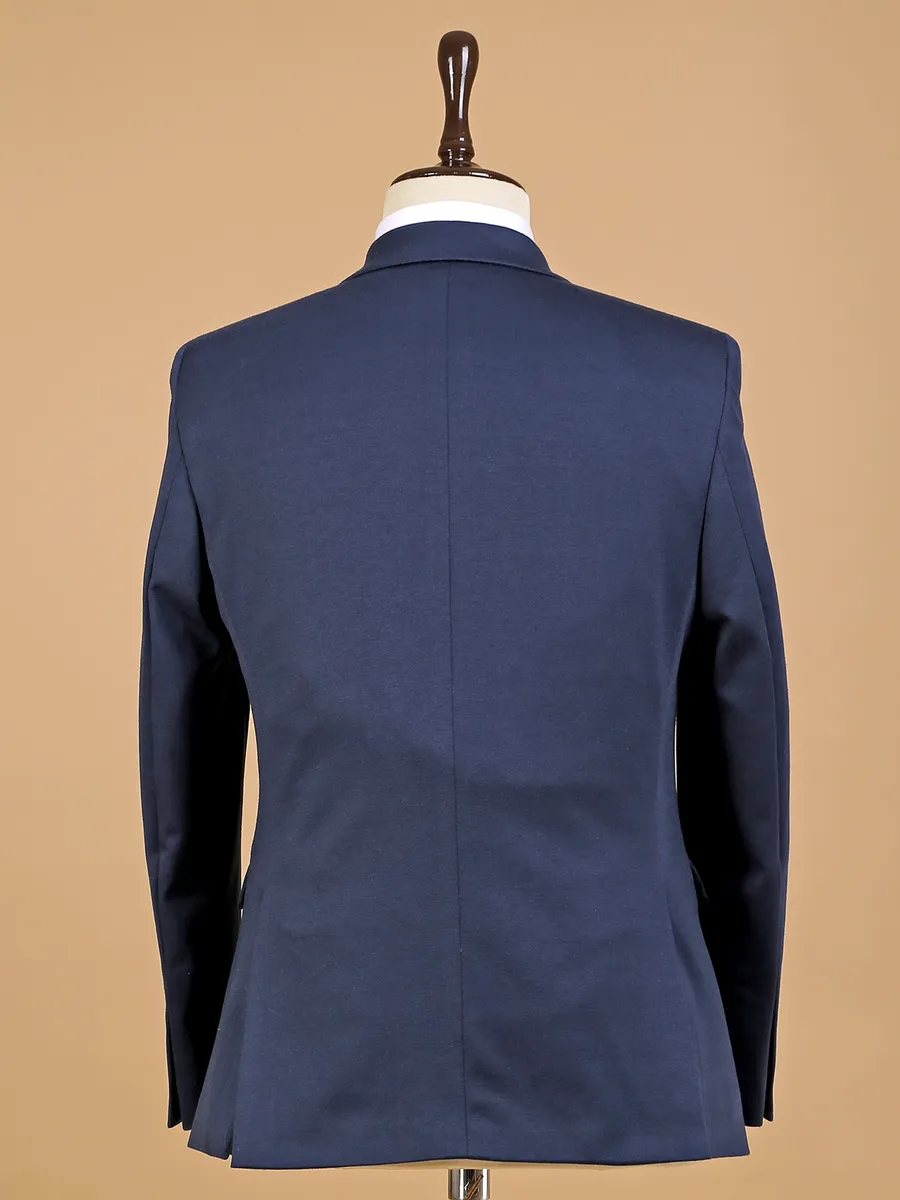 Terry rayon navy solid men blazer