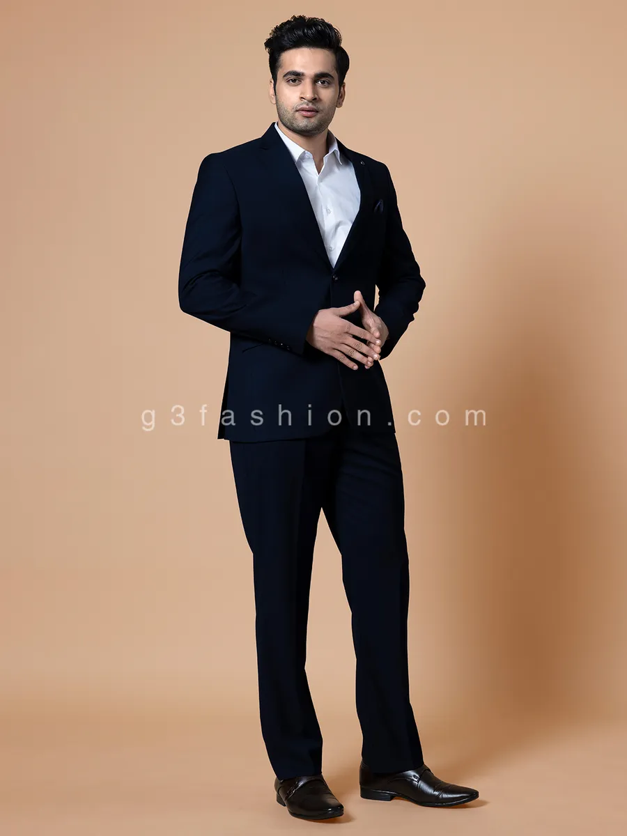 Terry rayon navy solid reception look coat suit