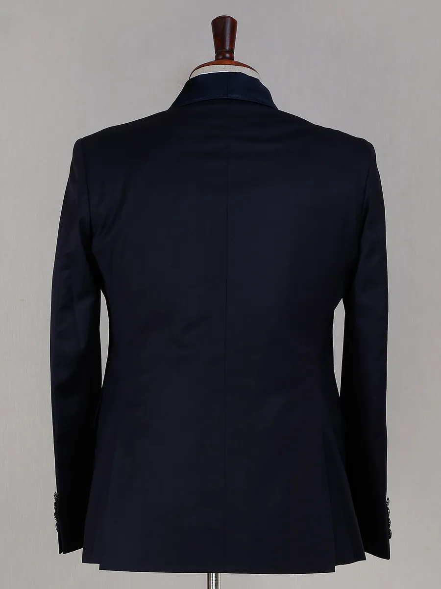 Terry rayon solid reception wear navy coat suit