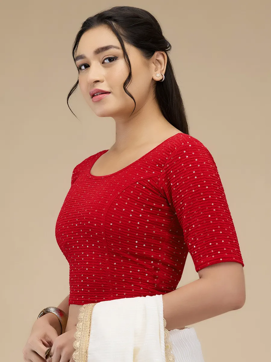 Textured red lycra blouse