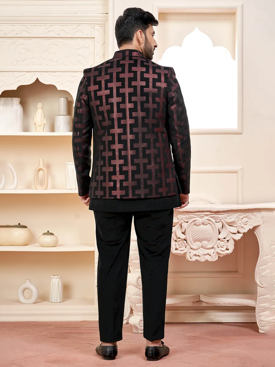 Timeless black indo western with sequins for wedding