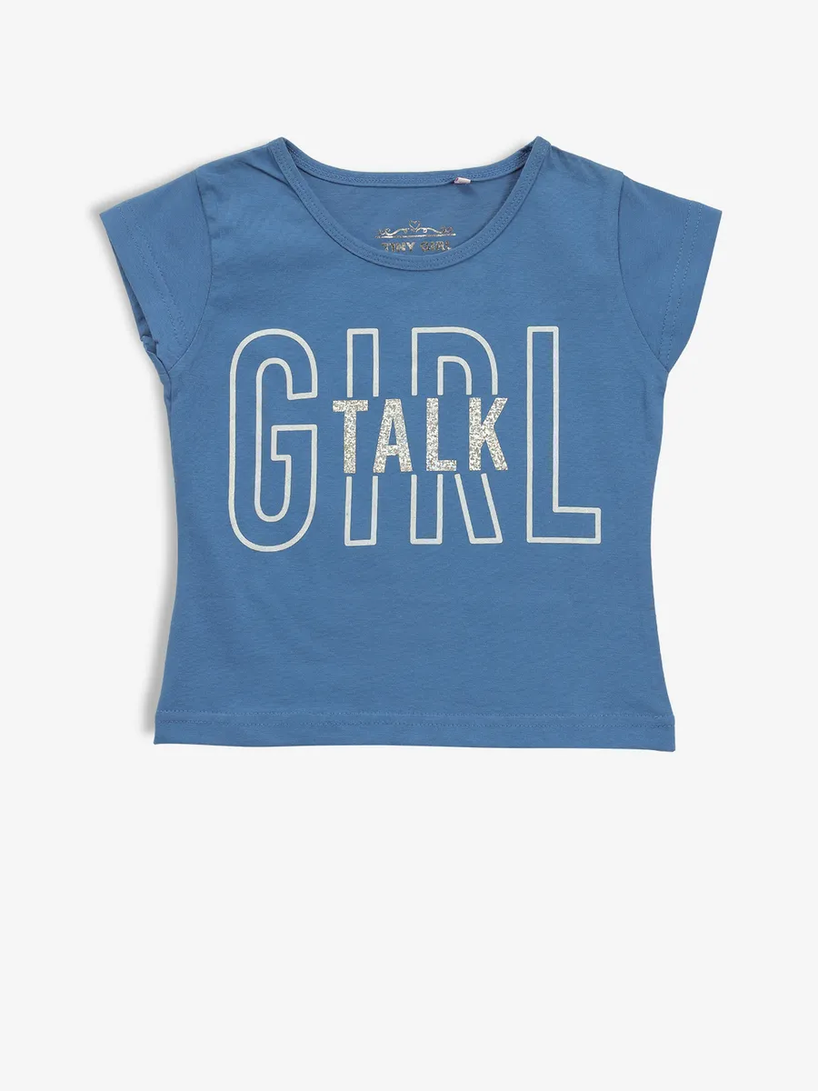 TINY GIRL blue cotton printed t-shirt