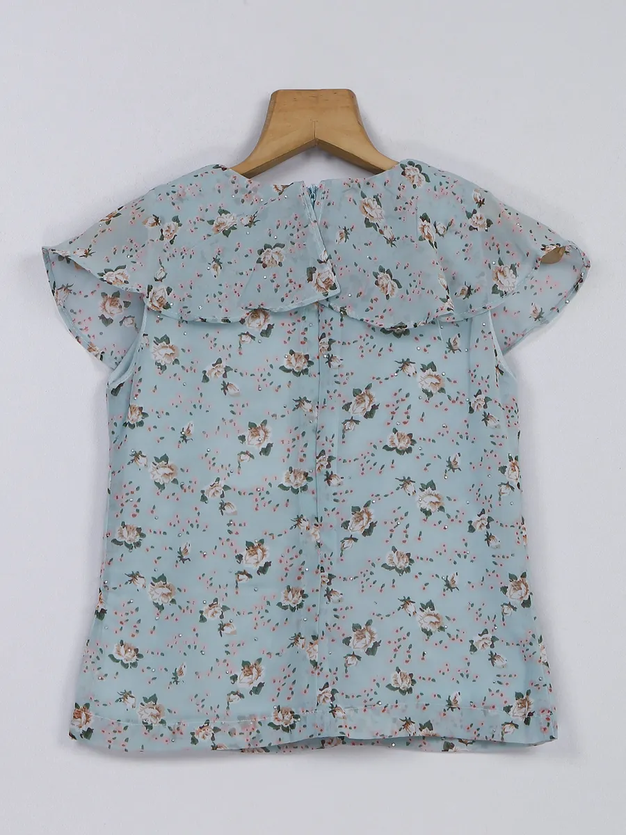 Tiny Girl blue printed georgette top